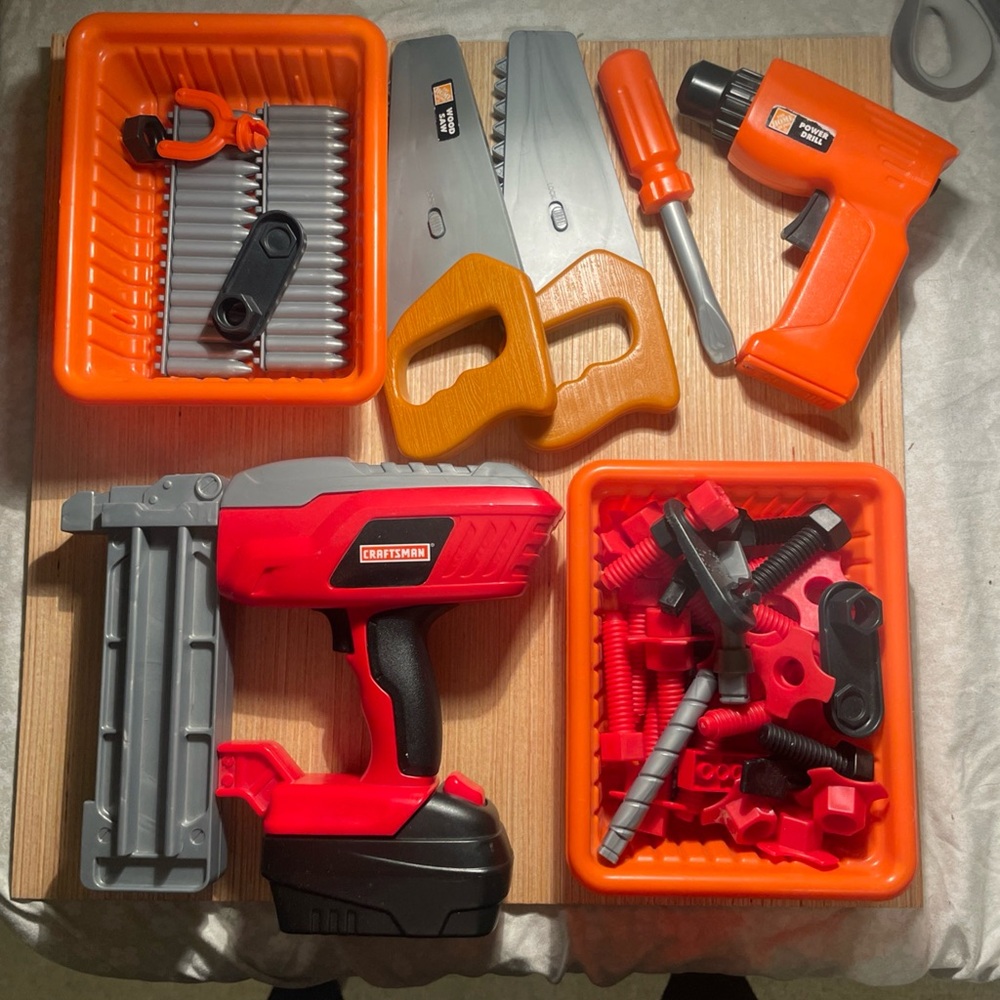 Craft Kids Pretend Tool Set with Red Drill and Orange Accessories lot of toys